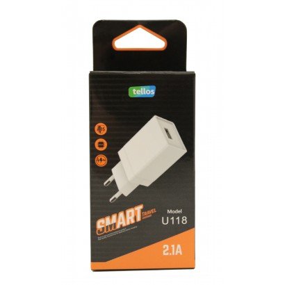 Įkroviklis buitinis Tellos su USB jungtimi U118 (2.1A)