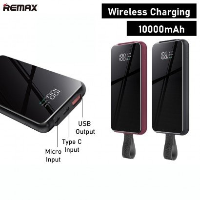 Išorinė baterija Power Bank Remax RPP-105 QC 3.0 10000mAh su belaidžiu įkrovimu juoda