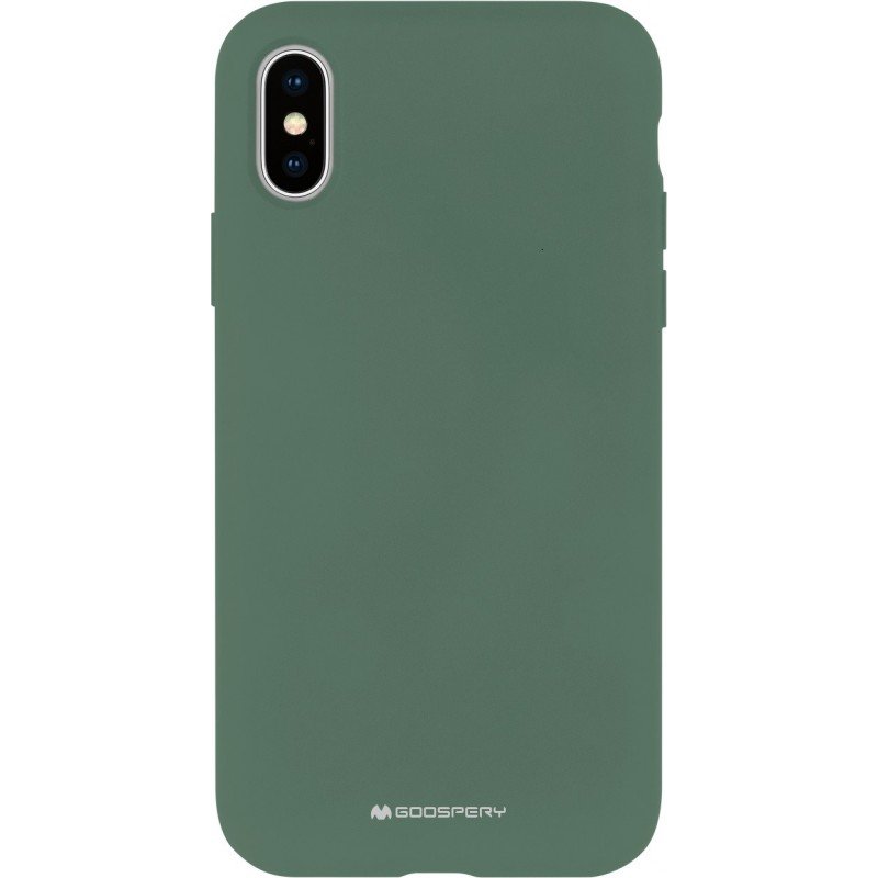 Dėklas Mercury Silicone Case Apple iPhone 14 tamsiai žalias