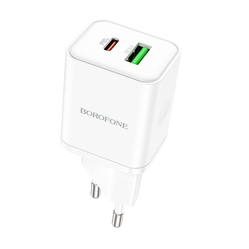 Įkroviklis buitinis Borofone BN7 Type-C 20W/USB-A 18W PD20W+QC3.0 baltas
