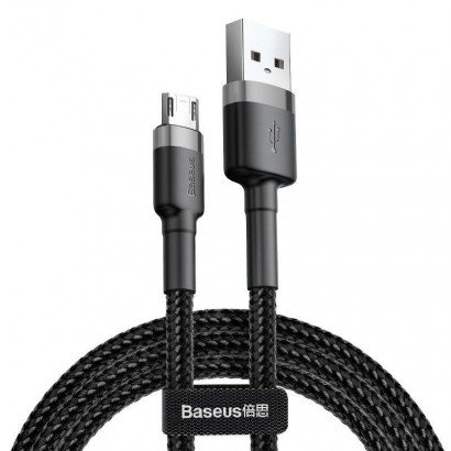 USB kabelis Baseus Cafule Type-C 2.0m 2.0A pilkas-juodas CATKLF-CG1