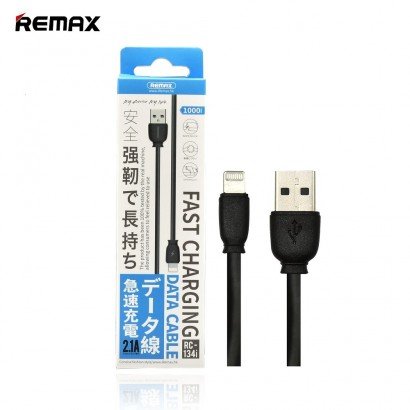 USB kabelis Remax RC-134i Lightning 2.1A juodas 1.0m