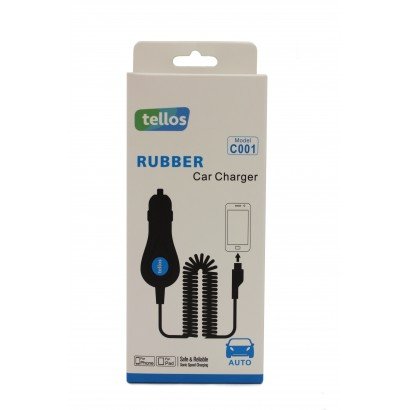 Įkroviklis automobilinis Tellos Rubber C001 su microUSB jungtimi (1A) juodas