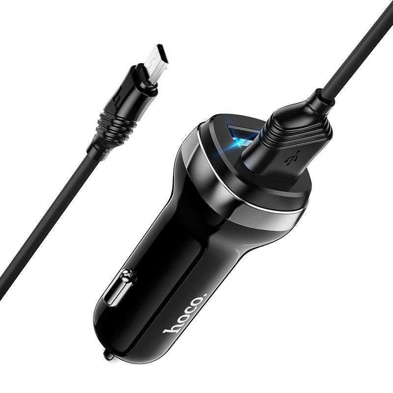 Įkroviklis automobilinis Hoco Z40 Superior Dual Port + MicroUSB juodas