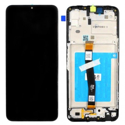 Ekranas Samsung A226 A22 5G su lietimui jautriu stikliuku ir rėmeliu juodas originalus (service