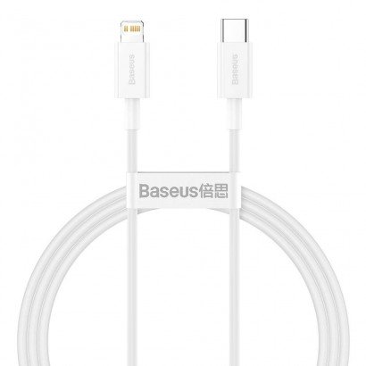 USB kabelis Baseus Superior iš Type-C į Lightning PD 20W 1.0m baltas CATLYS-A02