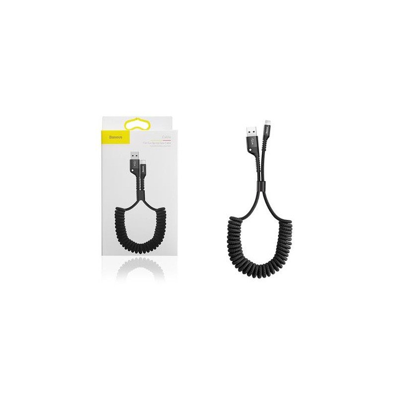 USB kabelis Fish eye Spring Lightning 2.0A 1m juodas CALSR-01