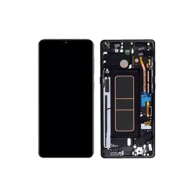 Ekranas Samsung A715 A71 su lietimui jautriu stikliuku ir rėmeliu juodas originalus (service pack)