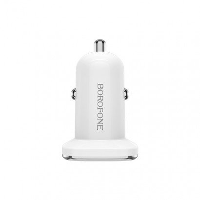 Įkroviklis automobilinis Borofone BZ12 su 2 USB jungtimis (2.4A) baltas